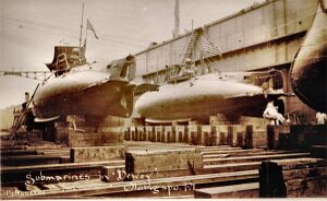 A-class submarines in the Dewey Dry Dock-Stern View.jpg
