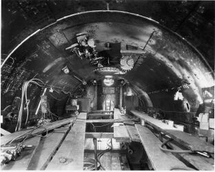 Two interior photos of V-6 under construction