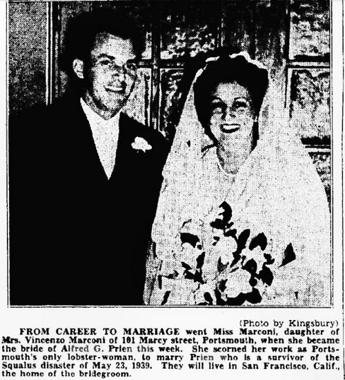 Alfred G Prien and new bride Mary on their wedding Day.