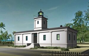 Lighthouse Rendering By Ron Lloyd, Architect, Seattle, WA © 2017, Made from Architectural Drawings Seen Above. Used with permission