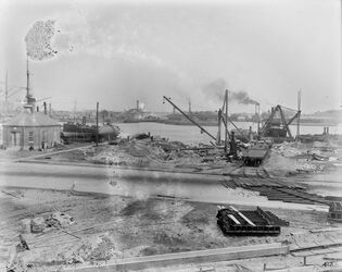 Four photos of Moccasin at the Norfolk Navy Yard