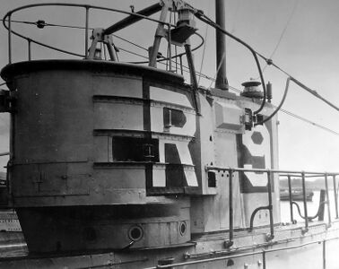 Two views of R-9's fairwater, Pearl Harbor, late 1920s