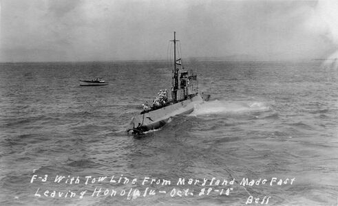 F-3 under tow to California, October 1915.